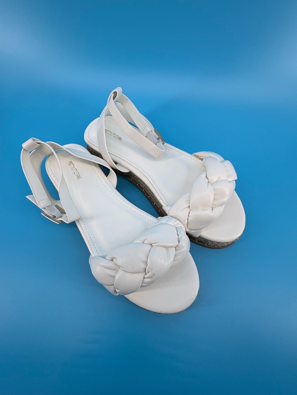 White Braided Slingback Wedge Sandals - Sz 9 & 10.5